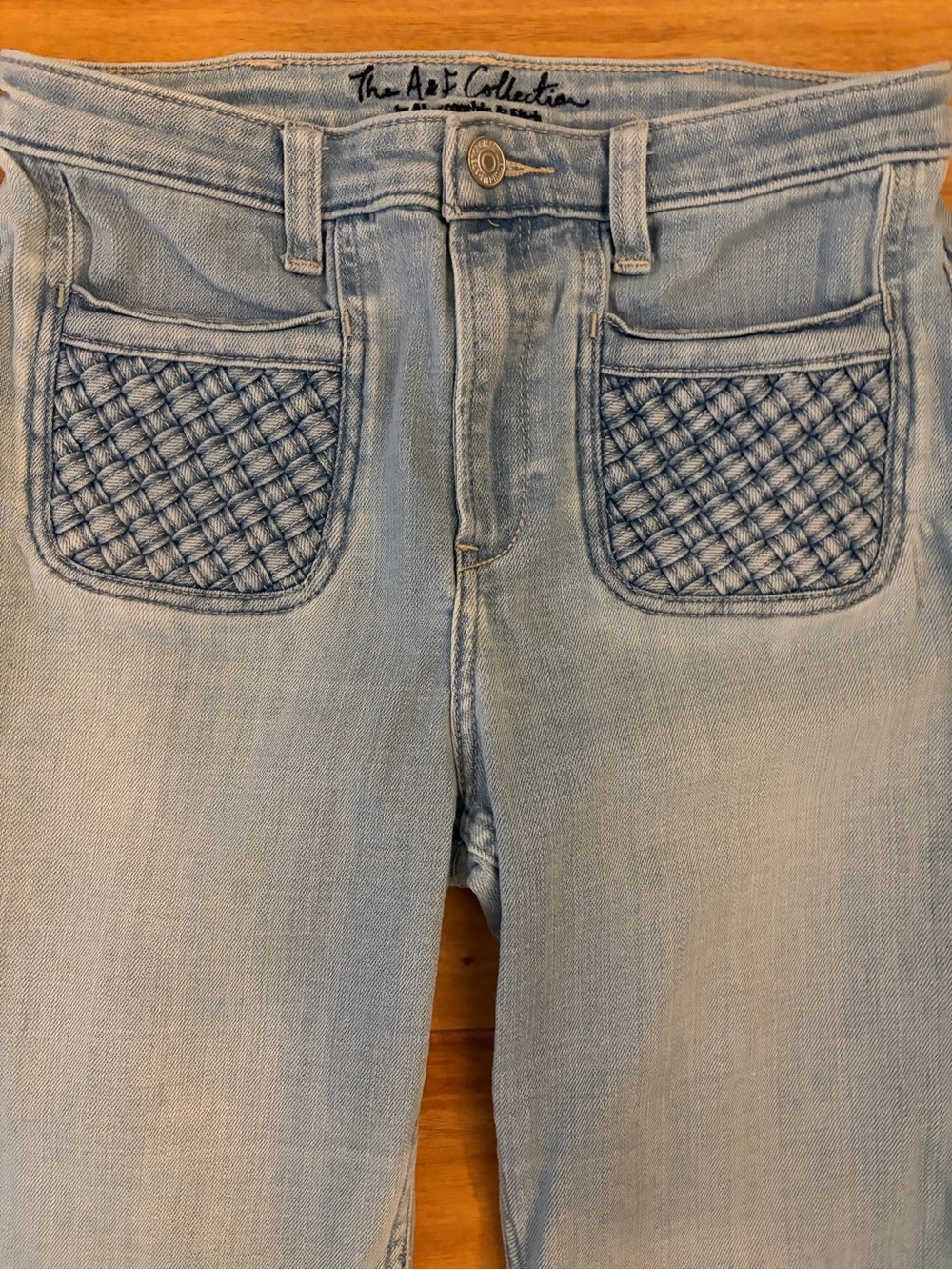 Abercrombie & Fitch Light Blue Quilted-Pocket Flare Jeans - Picture 2 of 4